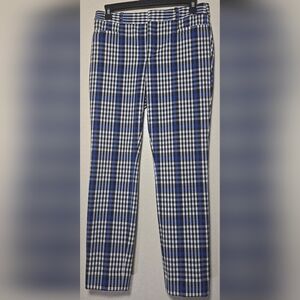 Womens Banana Republic Modern Sloan bi-stretch pant in a blue, black, and white